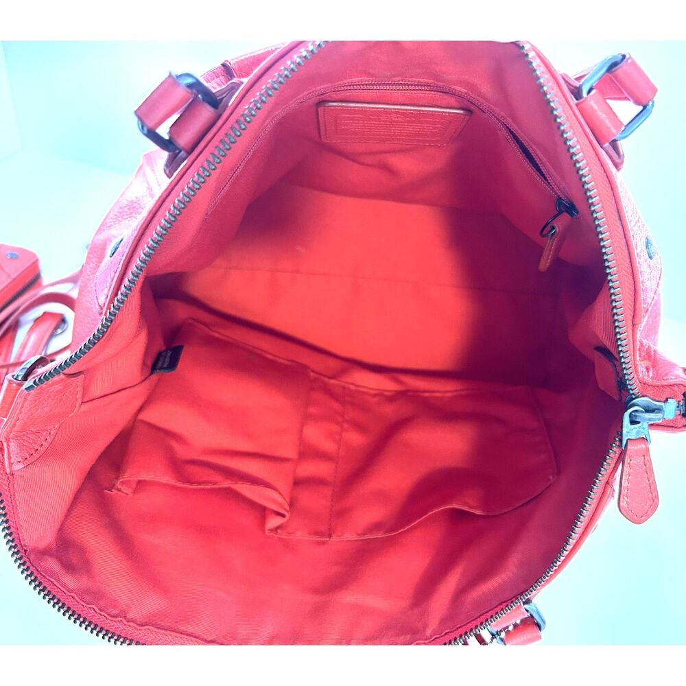 Coach Mickie Leather Satchel Crossbody & Matching Wallet Set - Cardinal Red - Picture 13 of 16